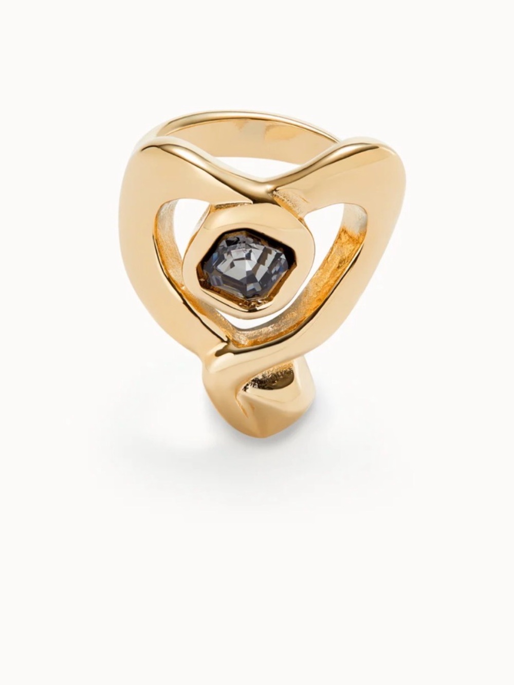 Uno de 50 Ring with heart and central black crystal